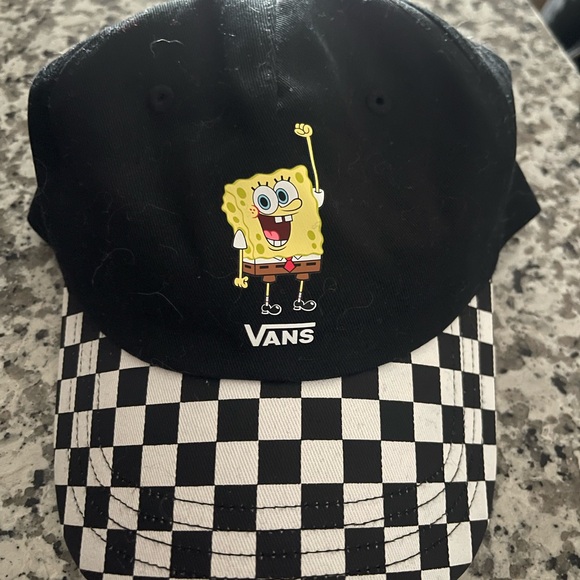 Vans Accessories - Vans Black & White Checkerboard SpongeBob Baseball Cap